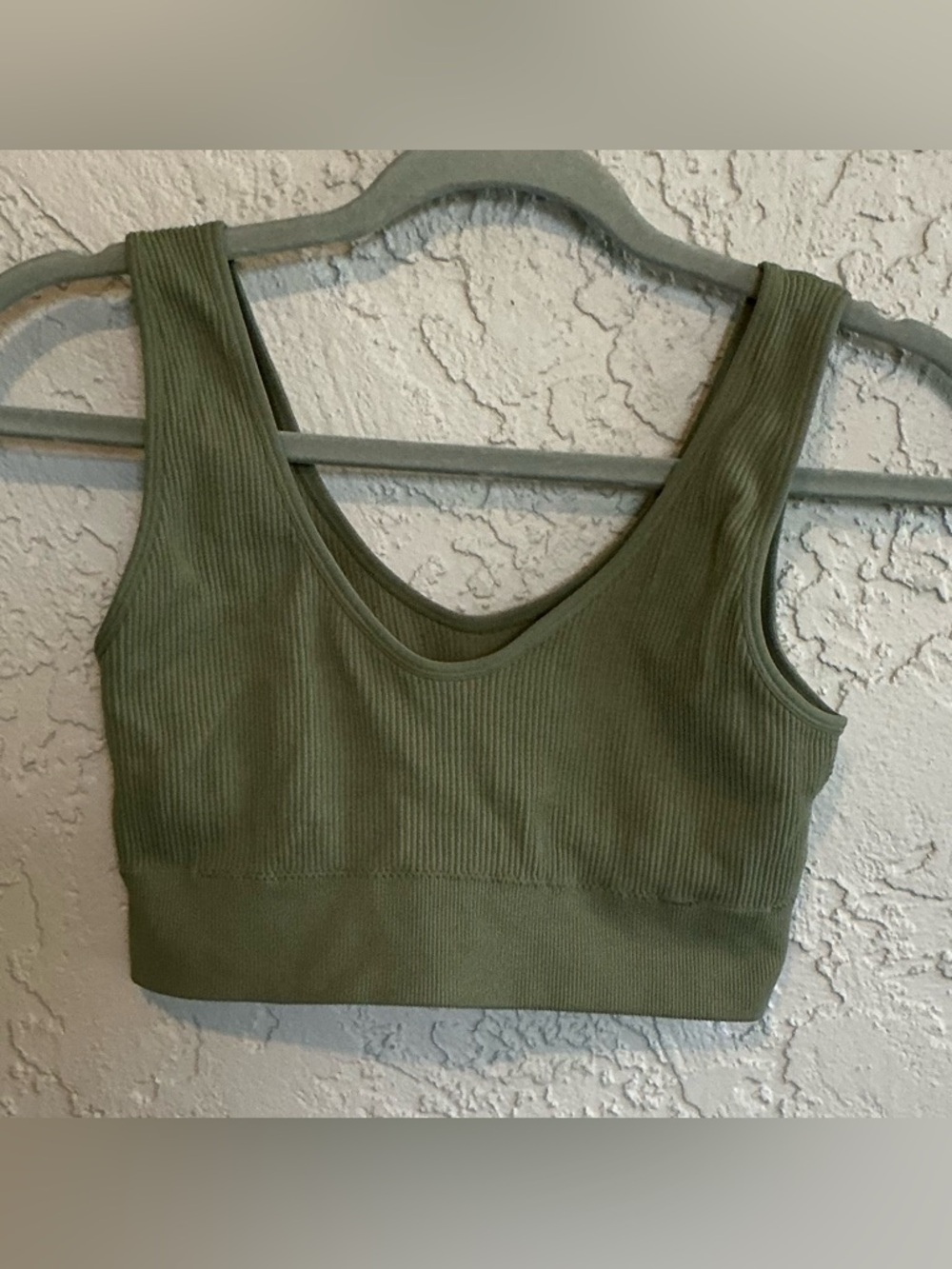 Aerie Olive Green Ribbed Crop Tank